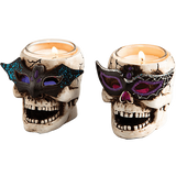 Cypress LED Skull Tealight Holder with Glitter (Set of 2)